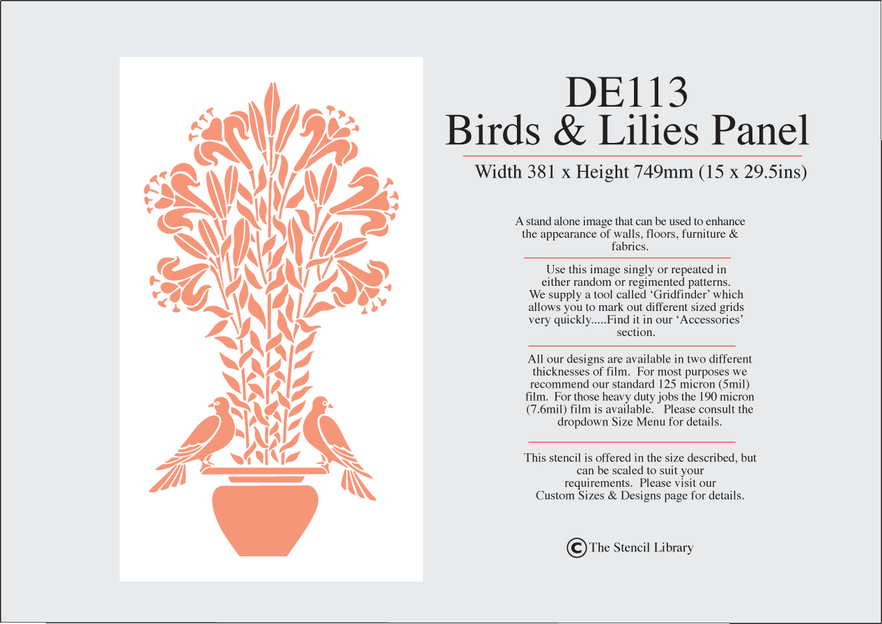 8. DE113 Birds & Lilies Panel
