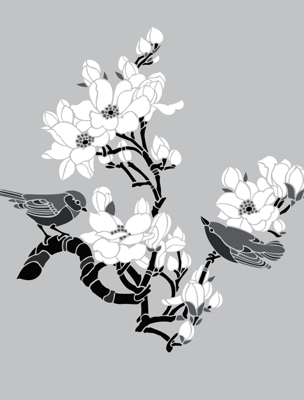 30. JA115 Birds & Blossom No2